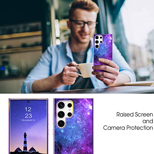 GUAGUA Compatible with Samsung Galaxy S23 Ultra Case 6.8 Inch Glow in The Dark Noctilucent Luminous Space Nebula Slim Fit Cover Protective Anti Scratch Case for Samsung S23 Ultra 5G, Blue Nebula