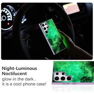 GUAGUA Compatible with Samsung Galaxy S23 Ultra Case 6.8 Inch Glow in The Dark Noctilucent Luminous Space Nebula Slim Fit Cover Protective Anti Scratch Case for Samsung S23 Ultra 5G, Blue Nebula