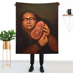 danny and his devito beloved ham flannel blanket soft cozy lightweight fluffy microfiber funny meme blanket all season fuzzy plush throw blankets for couch sofa bed 50"x40"