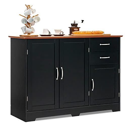 PETSITE Buffet Cabinet, Kitchen Sideboard with Storage Cabinets & Drawers, Adjustable Shelf, Modern Credenza Coffee Bar Server Console Table Cupboard for Entryway Living Dining Room