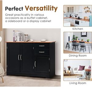 PETSITE Buffet Cabinet, Kitchen Sideboard with Storage Cabinets & Drawers, Adjustable Shelf, Modern Credenza Coffee Bar Server Console Table Cupboard for Entryway Living Dining Room