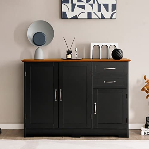 PETSITE Buffet Cabinet, Kitchen Sideboard with Storage Cabinets & Drawers, Adjustable Shelf, Modern Credenza Coffee Bar Server Console Table Cupboard for Entryway Living Dining Room