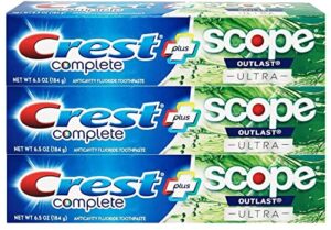 crest complete whitening plus scope outlast ultra toothpaste 6.5 oz (184g) - pack of 3
