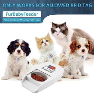 FurBabyFeeder Automatic Microchip Pet Feeder - Uses RFID Collar Tag - Multi-Pet - LCD Display - Suitable for Both Wet and Dry Food (White)