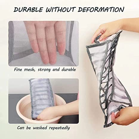 Underwear Drawer Organizer, 3 PCS Bra Sock Drawer Organizers for Women, Foldable Closet Storage Drawer Divider for Underwear Socks Clothes Stockings Scarves Ties and Bras（6/7/11 Compartments, Grey）