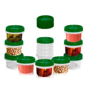[green - 12 pk] airtight deli containers with lids twist lock top clear food storage for meal prep snacks and leftovers freezer and microwave safe stackable leak-resistant 12 pc set (4 ounce)