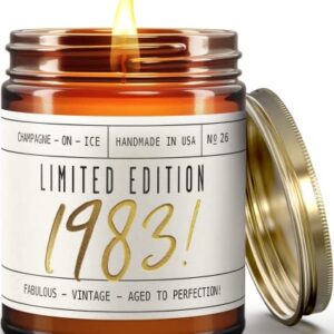 40th Birthday Gifts for Women Unique - 'Limited Edition 1983' Soy, w/Champagne on Ice I 40 Birthday Gifts for Women I 40 Year Old Birthday Gifts for Women I 9oz Reusable Jar, 50Hr Burn, Made in USA