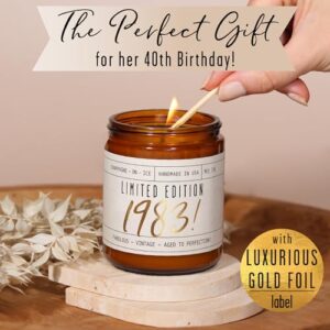 40th Birthday Gifts for Women Unique - 'Limited Edition 1983' Soy, w/Champagne on Ice I 40 Birthday Gifts for Women I 40 Year Old Birthday Gifts for Women I 9oz Reusable Jar, 50Hr Burn, Made in USA