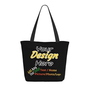 Aziucteh Personalized Tote Bag For Women Custom Tote Bag Customized Your Own Photo Picture Text Name Logo Custom Tote Handbags Custom Bag For Work Beach Travel Business Gifts for Girlfriend