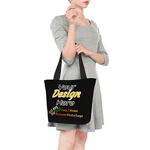 Aziucteh Personalized Tote Bag For Women Custom Tote Bag Customized Your Own Photo Picture Text Name Logo Custom Tote Handbags Custom Bag For Work Beach Travel Business Gifts for Girlfriend