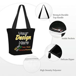 Aziucteh Personalized Tote Bag For Women Custom Tote Bag Customized Your Own Photo Picture Text Name Logo Custom Tote Handbags Custom Bag For Work Beach Travel Business Gifts for Girlfriend