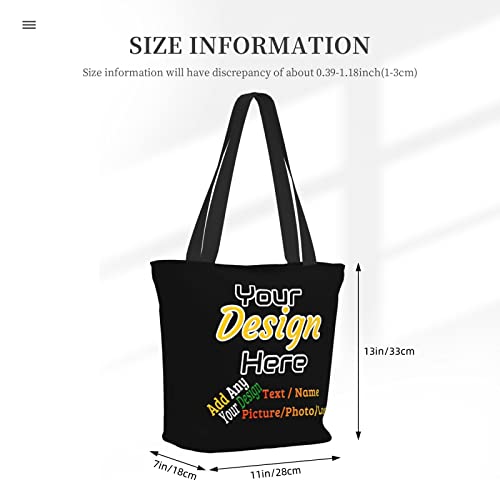 Aziucteh Personalized Tote Bag For Women Custom Tote Bag Customized Your Own Photo Picture Text Name Logo Custom Tote Handbags Custom Bag For Work Beach Travel Business Gifts for Girlfriend