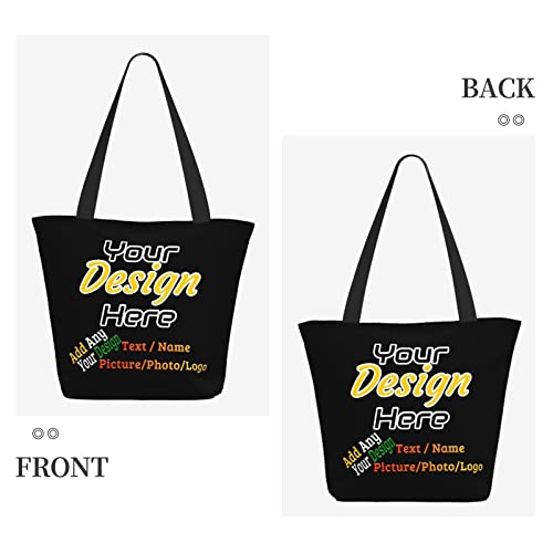 Aziucteh Personalized Tote Bag For Women Custom Tote Bag Customized Your Own Photo Picture Text Name Logo Custom Tote Handbags Custom Bag For Work Beach Travel Business Gifts for Girlfriend