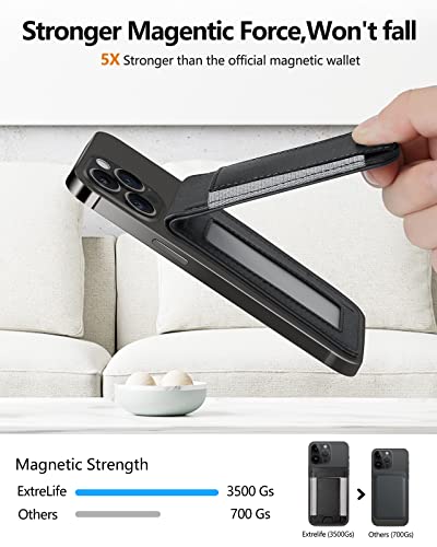 2-in-1 Magsafe Wallet, Up-grade with iPhone Wallet and Adjustable Stand, Open ID Window, Magnetic Wallet for iPhone 15/14 Pro Max/14 Pro/14/14 Plus/13/12 Series, 9 Cards Holder, Vegan Leather, Black