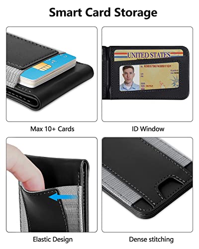 2-in-1 Magsafe Wallet, Up-grade with iPhone Wallet and Adjustable Stand, Open ID Window, Magnetic Wallet for iPhone 15/14 Pro Max/14 Pro/14/14 Plus/13/12 Series, 9 Cards Holder, Vegan Leather, Black