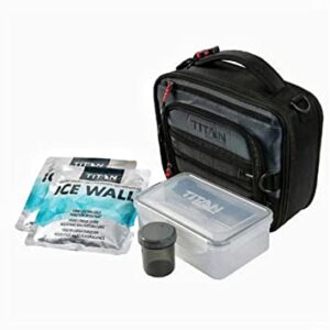 Arctic Zone Titan Expandable Lunch Bag, Includes 2 High Performance Ice Walls and a Reusable Lunch Box with Sauce Cup, Adjustable Shoulder Strap, 5 Piece Kit Total