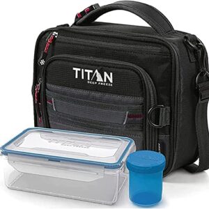 Arctic Zone Titan Expandable Lunch Bag, Includes 2 High Performance Ice Walls and a Reusable Lunch Box with Sauce Cup, Adjustable Shoulder Strap, 5 Piece Kit Total