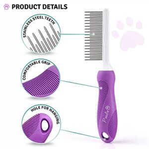 Detangling Pet Comb with Long & Short Stainless Steel Teeth for Removing Matted Fur, Knots & Tangles + Cat Nail Clipper, Dog Nail Trimmers – Pet Claw Scissors for Cats, Dogs, Rabbits & Small Animals