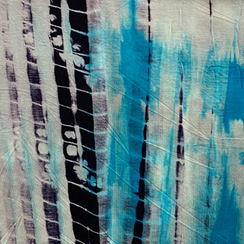 Texco Inc Rayon Spandex Jersey Knit Fabric/4-Way Stretch Hand Tie Dye Print/Maternity, Apparel, DIY Fabric, Navy Turquoise 5 Yards