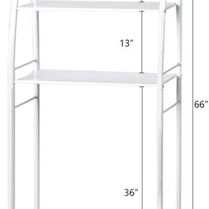 Barton 3-Shelf Bathroom Organizer Over The Toilet Storage Bathroom Space Saver Shelf 27"(L) x 10"(W) x 66"(H) - White