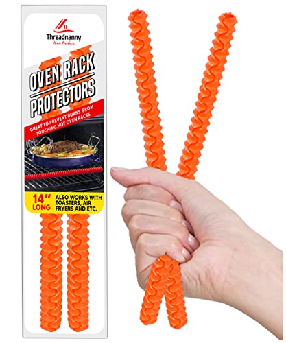 Silicone Oven Guard for Rack Covers - Oven Rack Protector - heat shield for toaster oven - silicone oven rack shields - Silicone Oven Rack Protector Against Burns and Scars 14 inches (Orange)