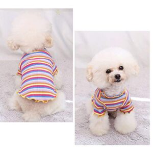 Little Dog Sweaters Cat Shirt Winter Vest Puppy Rainbow Pet Clothes Cute Pajamas T-Shirt Pet Clothes Dog Sweatshirts for Small Dogs