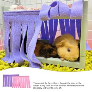 POPETPOP Rabbit Toys Bunny Cage Guinea Pig Cage Decorations - 4 Pieces Hamster Hideout Door Curtains Fleece Hideaway, Small Animal Habitat Cage Accessories Parrot Toys Bunny Cage