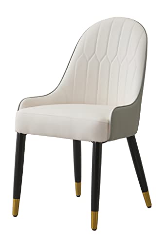 HomSof White Grey Dining Chair with PU Leather Color Solid Wood Metal Legs (Set of 2), 2 Pieces