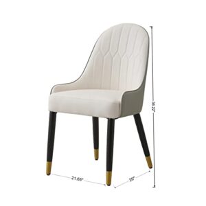 HomSof White Grey Dining Chair with PU Leather Color Solid Wood Metal Legs (Set of 2), 2 Pieces