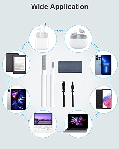 Cleaner Kit for Airpods, Zapica Multi-Function Cleaning Pen for Airpod Pro with Plush Cloth for Earbuds, Earphone, iPod, iPhone, iPad, Laptop Cleaning Tools (White)