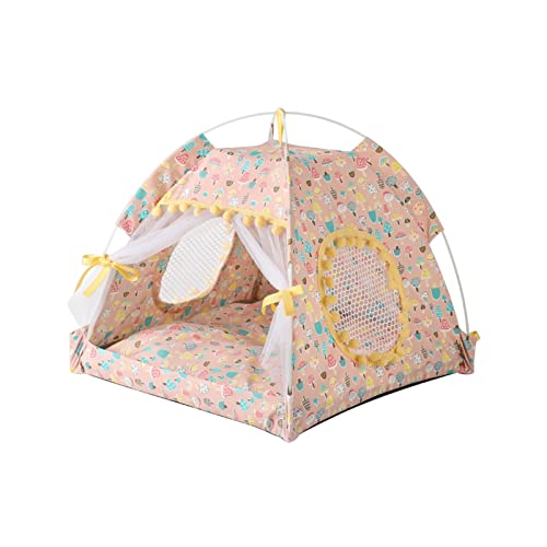 ZLXDP Pet Dog Tent House Flower Print Enclosed Cats Tent Bed Indoor Folding Portable Cozy Kitty Bed Kennel for (Color : E, Size : L Code)