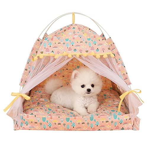 ZLXDP Pet Dog Tent House Flower Print Enclosed Cats Tent Bed Indoor Folding Portable Cozy Kitty Bed Kennel for (Color : E, Size : L Code)