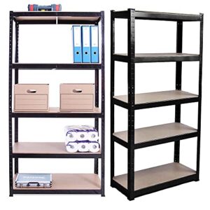 autofu heavy duty garage storage shelves metal shelving with adjustable 4 shelf, boltless racking organizer for industrial home shed kitchen workshop storage, 64" x 31" x 16", black