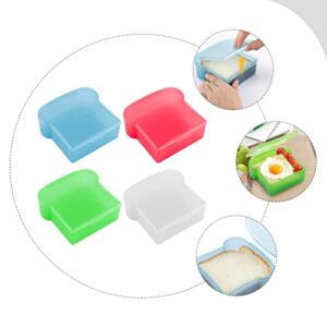 Zerodeko 4pcs Sandwich Containers Toast Shape Sandwich Box Food Storage Box with Lid Bento Box Cake Box Hot Dog Container for Home Kitchen Meal Prep Lunch Box