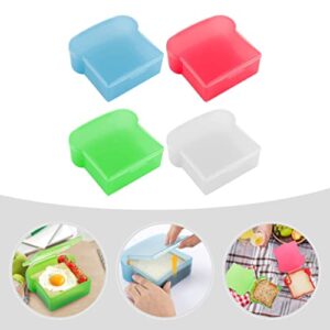 Zerodeko 4pcs Sandwich Containers Toast Shape Sandwich Box Food Storage Box with Lid Bento Box Cake Box Hot Dog Container for Home Kitchen Meal Prep Lunch Box