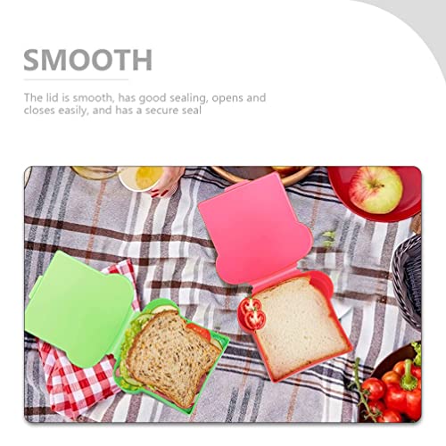 Zerodeko 4pcs Sandwich Containers Toast Shape Sandwich Box Food Storage Box with Lid Bento Box Cake Box Hot Dog Container for Home Kitchen Meal Prep Lunch Box