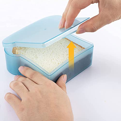 Zerodeko 4pcs Sandwich Containers Toast Shape Sandwich Box Food Storage Box with Lid Bento Box Cake Box Hot Dog Container for Home Kitchen Meal Prep Lunch Box