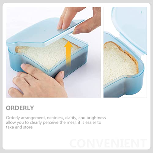 Zerodeko 4pcs Sandwich Containers Toast Shape Sandwich Box Food Storage Box with Lid Bento Box Cake Box Hot Dog Container for Home Kitchen Meal Prep Lunch Box