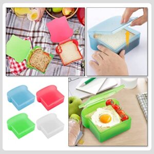 Zerodeko 4pcs Sandwich Containers Toast Shape Sandwich Box Food Storage Box with Lid Bento Box Cake Box Hot Dog Container for Home Kitchen Meal Prep Lunch Box