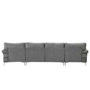 casa andrea milano modern large velvet fabric u-shape sectional sofa, double extra wide chaise lounge couch
