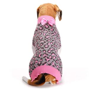 dog sweater girl christmas puppy leopard bowknot puppy pink pet winter dog clothes cute sweater pet clothes dog sweaters medium girl
