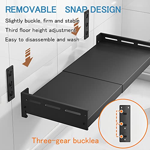 ECHLI retractable stainless steel wall rack, commercial storage rack, countertop multifunctional storage bracket, kitchen seasoning rack for electric oven microwave (13-26Black)