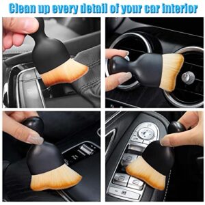 Car Duster Interior Clean Tool,2 Pcs Car Brushes for Detailing Soft Bristles Car Cleaning with Cover Portable Detailing Brushes Dusting Tools for Air Vents,Dashboard,Computer,Cosmetic Brush(Yellow)