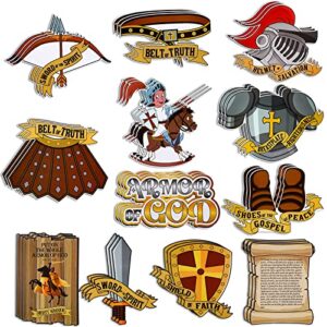 36 pcs armor of god cutouts for kids books of the bible poster religious bulletin board for sunday school and religious classroom decorations children kids home wall bible crafts art activities