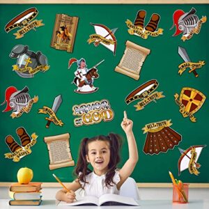 36 Pcs Armor of God Cutouts for Kids Books of The Bible Poster Religious Bulletin Board for Sunday School and Religious Classroom Decorations Children Kids Home Wall Bible Crafts Art Activities