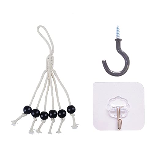 Banana Holder,Banana Hanger with Wooden Beads Cotton Rope Banana Hanger Hook Black