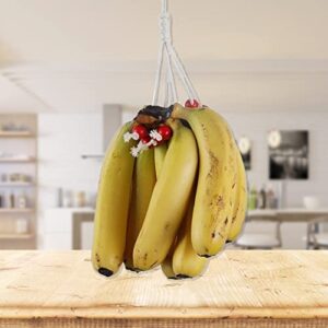 Banana Holder,Banana Hanger with Wooden Beads Cotton Rope Banana Hanger Hook Black