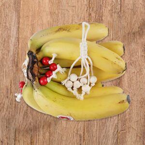 Banana Holder,Banana Hanger with Wooden Beads Cotton Rope Banana Hanger Hook Black