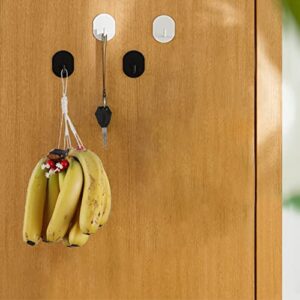 Banana Holder,Banana Hanger with Wooden Beads Cotton Rope Banana Hanger Hook Black