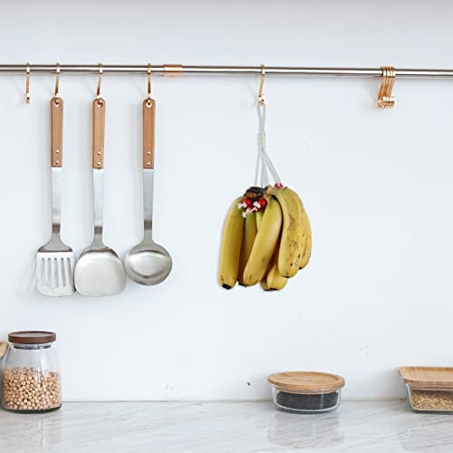 Banana Holder,Banana Hanger with Wooden Beads Cotton Rope Banana Hanger Hook Black